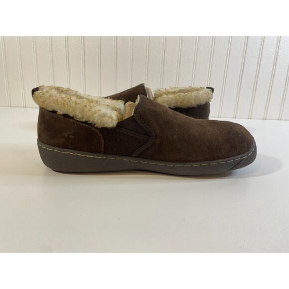 Magellan Slipper Mens 9 Moccasin Brown Suede Leather Fur Lined Comfort Casual - Picture 7 of 14